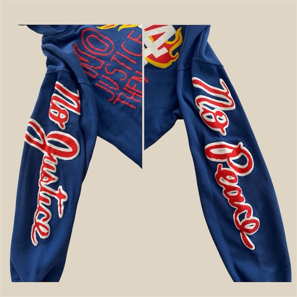 Blue Graphic Hoodie with Red and Yellow Accents - Picture 6 of 6